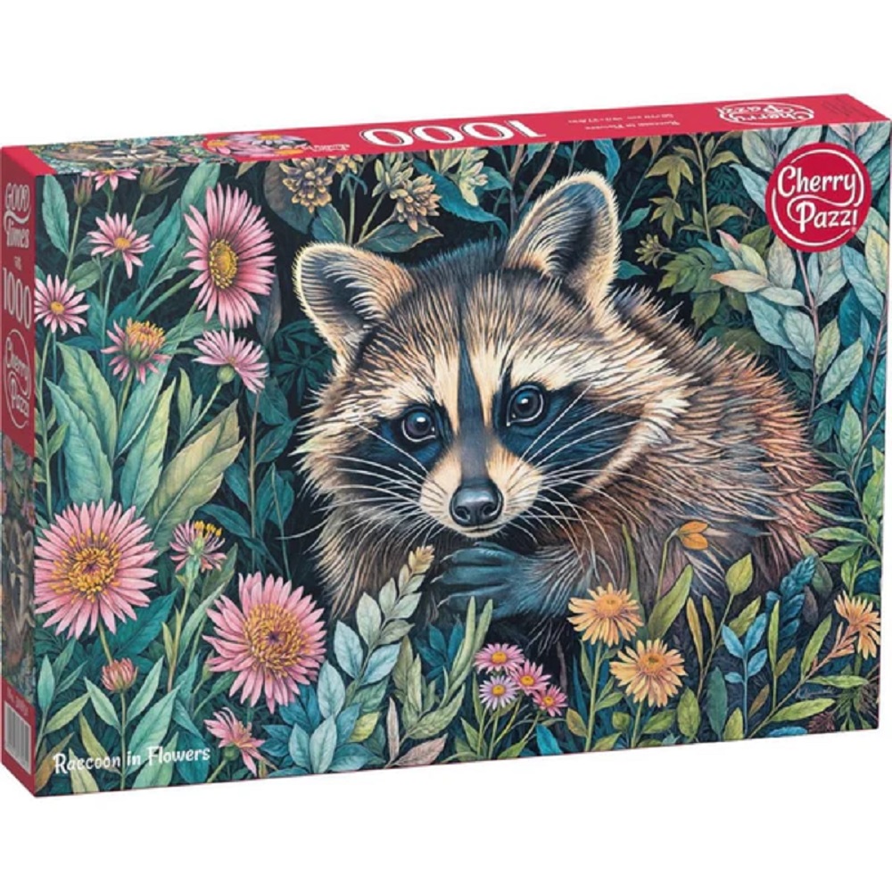 Raccoon In Flowers