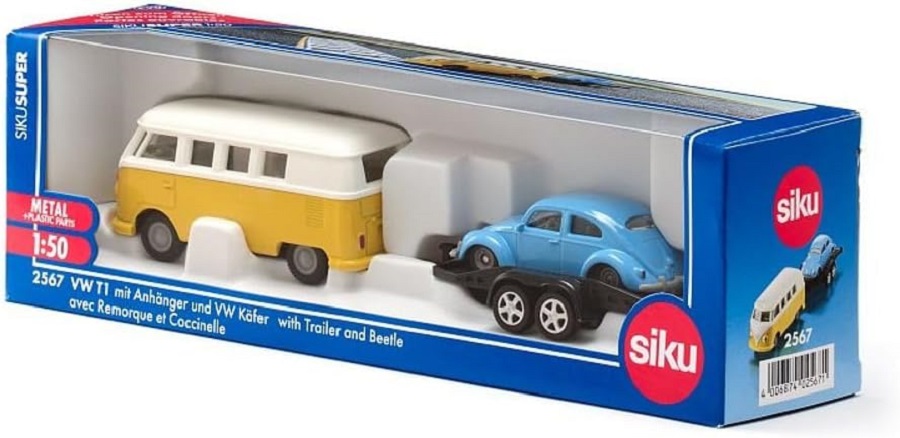 2567 1:50 Scale VW T1 With VW Beetle On Trailer