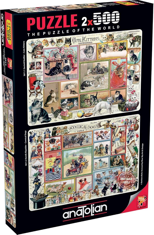 Cute Kittens & Comical Dogs 2 x 500 Piece Puzzles