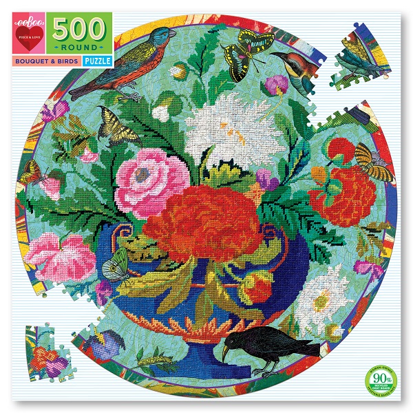 Round Puzzle - Bouquet & Birds