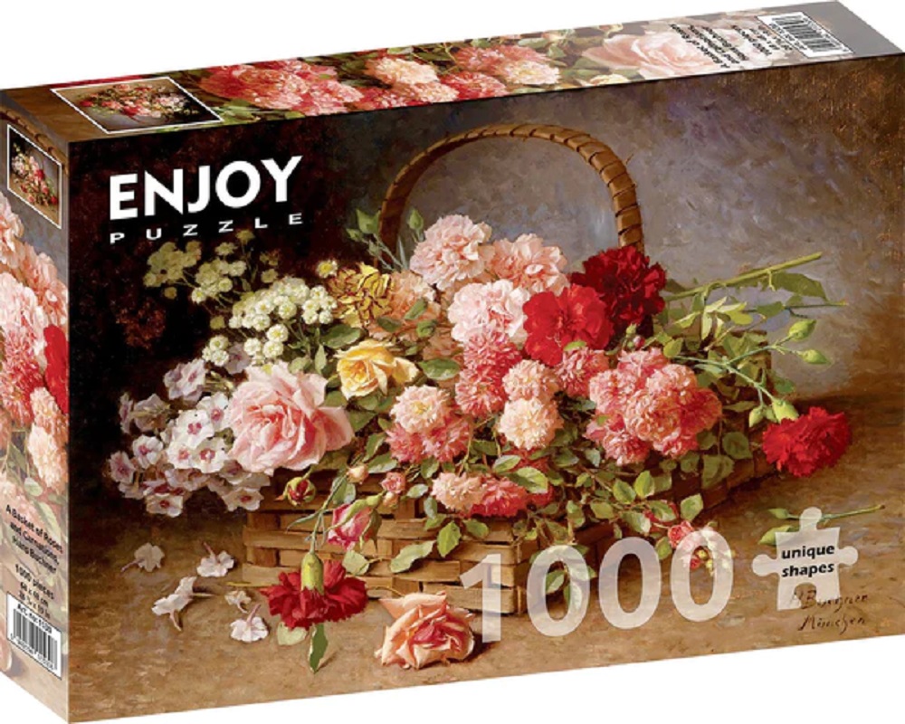 A Basket Of Roses And Carnations
