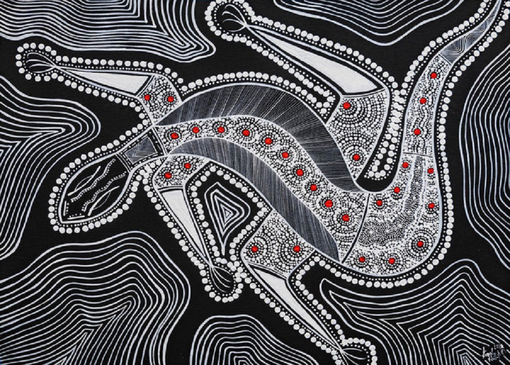 Indigenous Art - Black & White Goanna