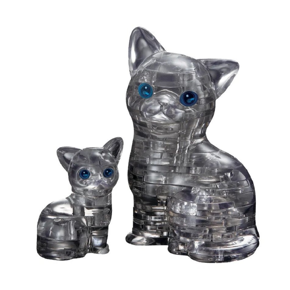 3D Crystal Puzzle - Cat & Kitten Black