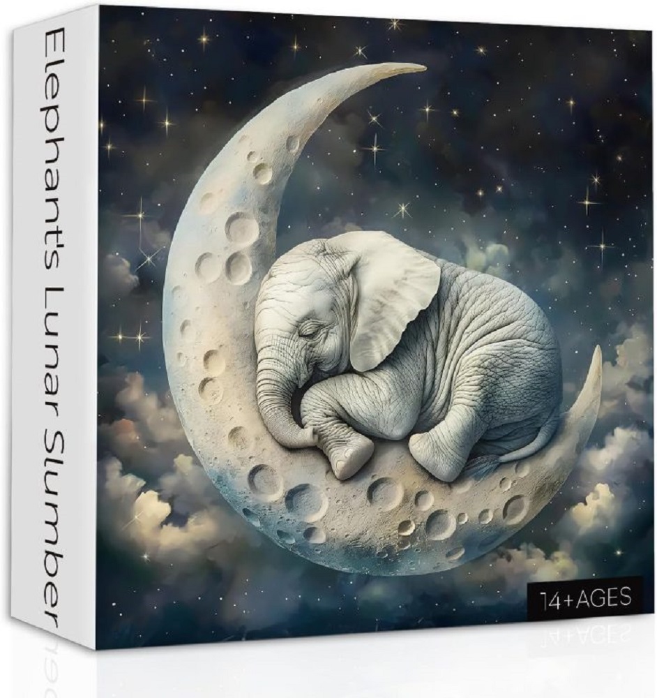 Elephant's Lunar Slumber