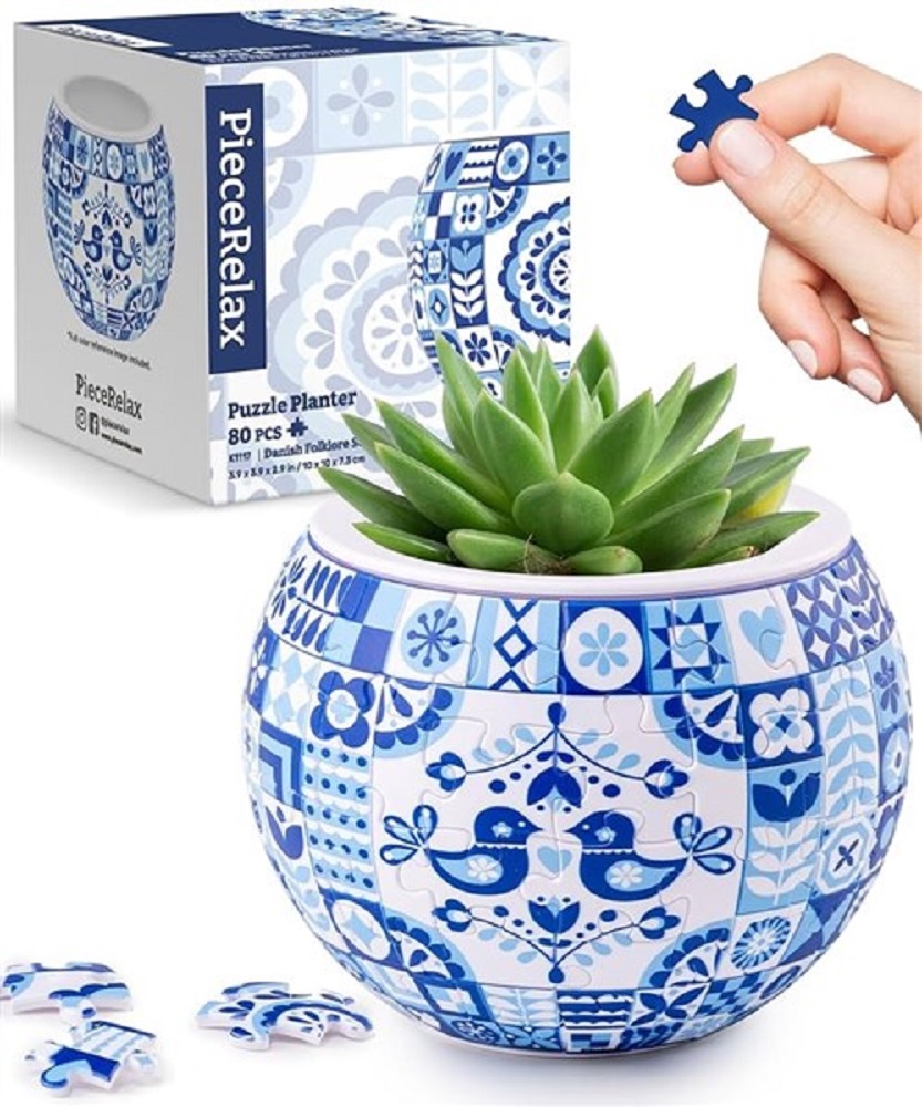 Puzzle Flowerpot - Danish Folklore Style