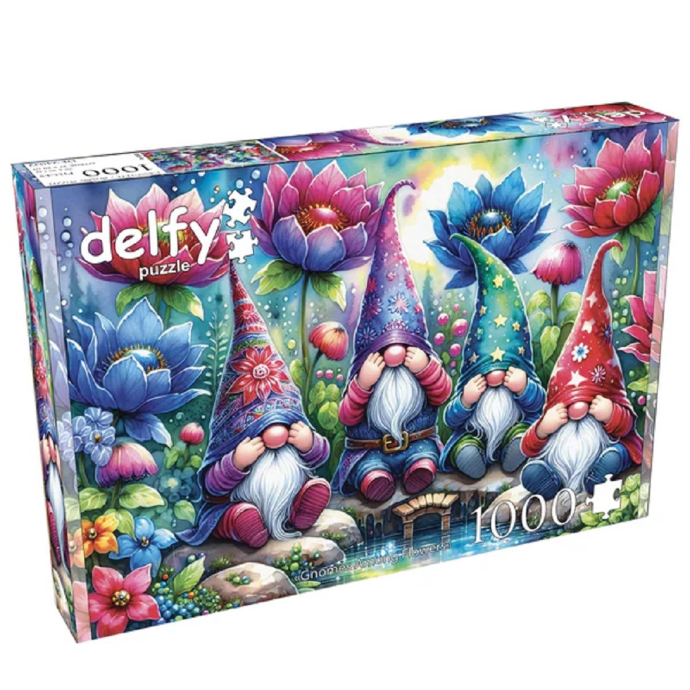 Gnomes Among Flowers   