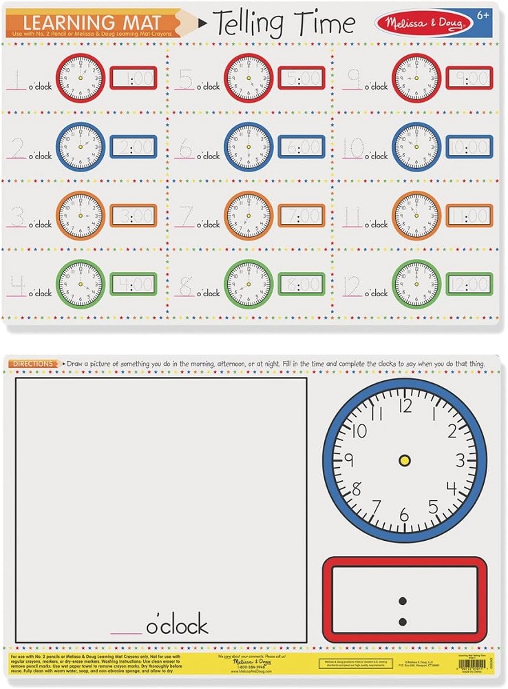 Melissa & Doug Learning Mat - Telling The Time