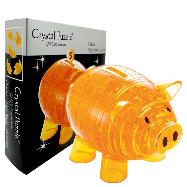 3D Crystal Puzzle - Piggy Bank Orange