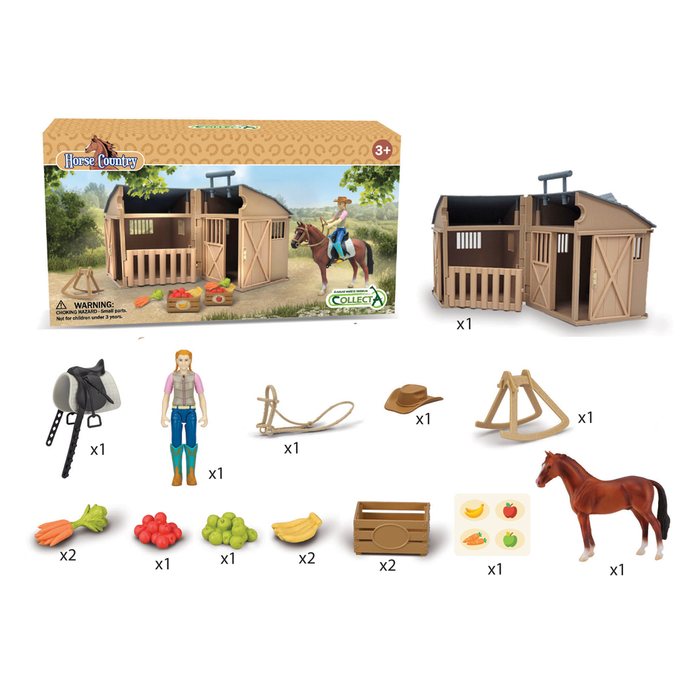 Rider With Stable, Horse & Accessories