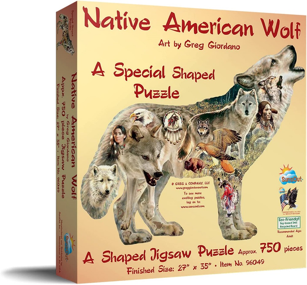 Shaped Puzzle - Native American Wolf
