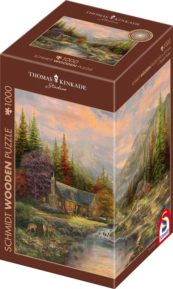 Wooden Puzzle - Thomas Kinkade Mountain Scenery With Stream (2)