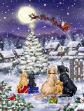 Dogs Family Watching Santa