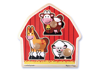 Wooden Jumbo Knob Puzzle - Barn Animals