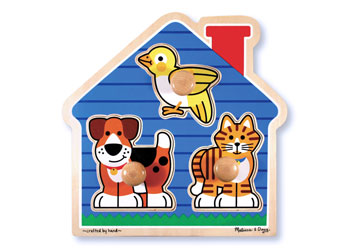 Wooden Jumbo Knob Puzzle - House Pets