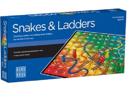 Blue Opal Snakes & Ladders Game